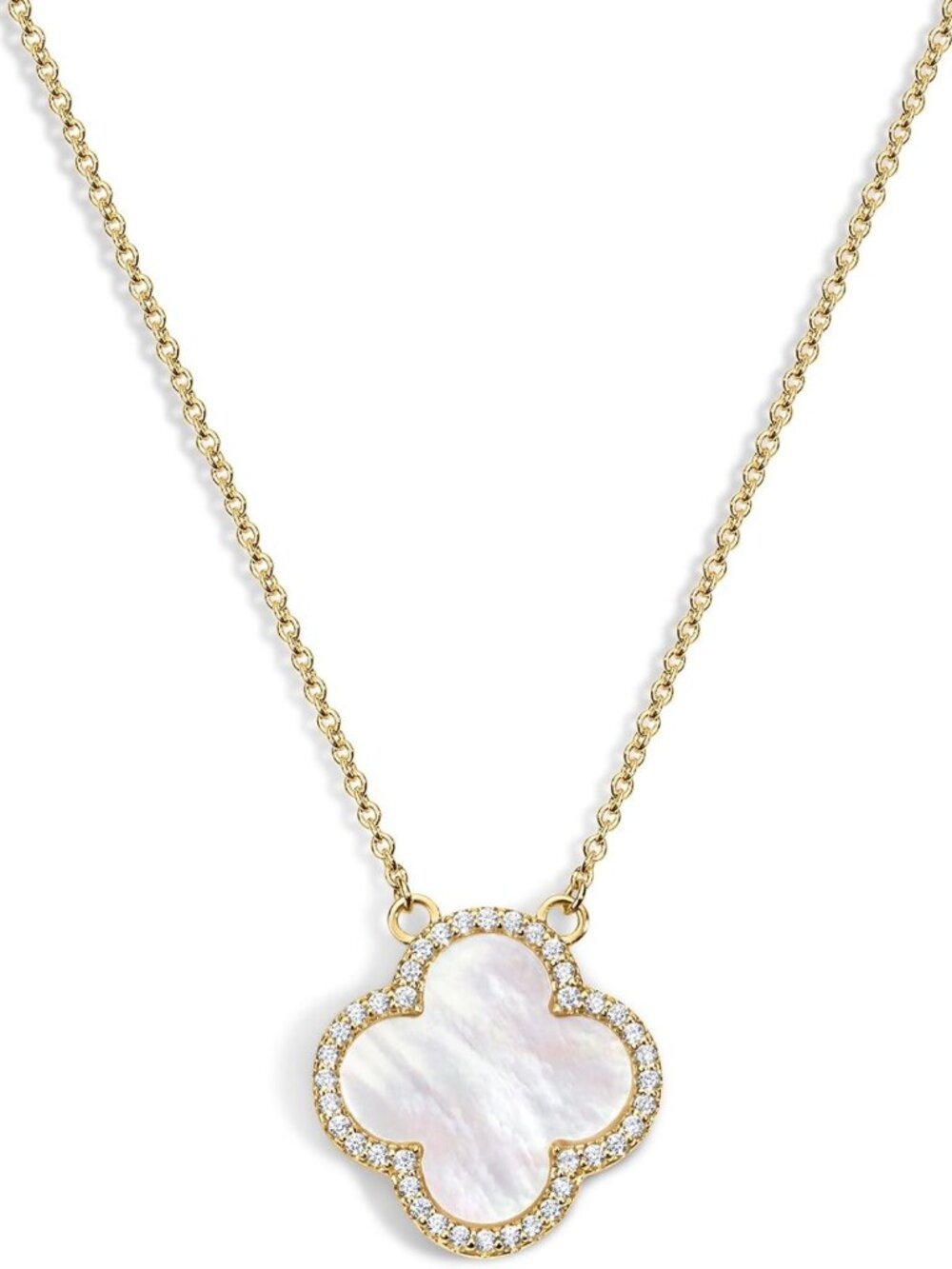 Dainty 14k Gold Plated Clover Charm Necklace, 18" Layering Chain, Minimalist